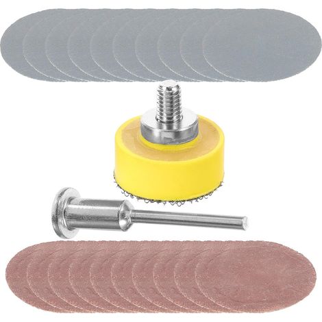Ensemble de Papier de Verre Rond Adapté aux Machines Portatives 1 Pouce 100 Pièces avec Tige 1/8 pour Ponçage et Polissage Bois et Équipements Cuisine (1/5)