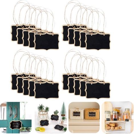 Étiquettes suspendues lot de 20 - mini ardoises 8,5 x 6 cm pour plantes et cadeaux, noir (1/5)