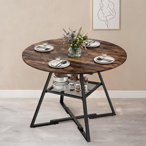 Table de salle à manger coloris rustique-marron 100 x 100 x 76 cm (1/5)