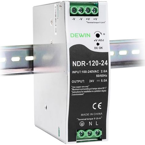 Alimentation sur rail din 24V 5A 120W bloc d'alimentation pour rail din transformateur Entrée AC100-240V 2.6A sortie DC24V 5A alimentation à découpage industrielle NDR-120-24 (1/5)
