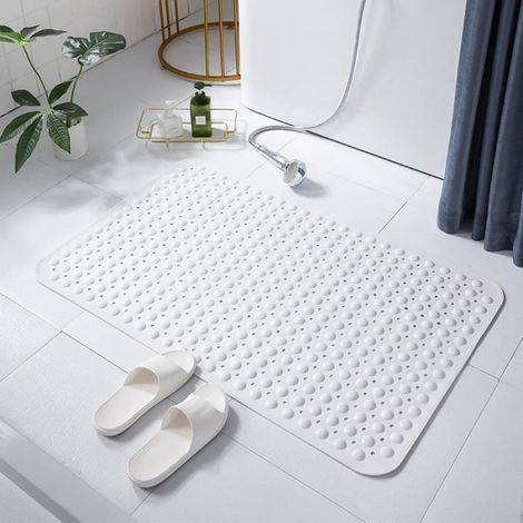 Tapis de douche antidérapant pour salle de bain,YSTP Tapis de douche antidérapant anti-moisissure, 120 x 80 cm, blanc (1/4)