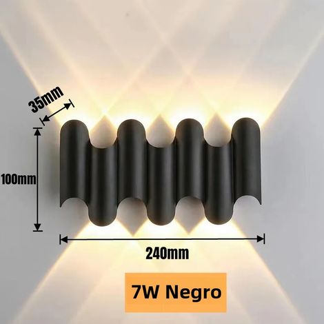 Applique murale LED étanche (blanc froid 7 W, noir) avec éclairage vers le haut et vers le bas (1/2)