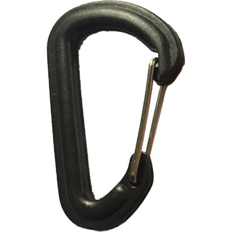 Mousqueton d'escalade noir, forme en D, portable et sécurisé pour équipement d'escalade