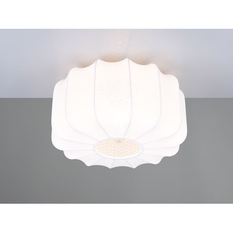 Ausgefallene LED Deckenleuchte mit Stoff Lampenschirm in Weiß, Ø 40cm (1/5)