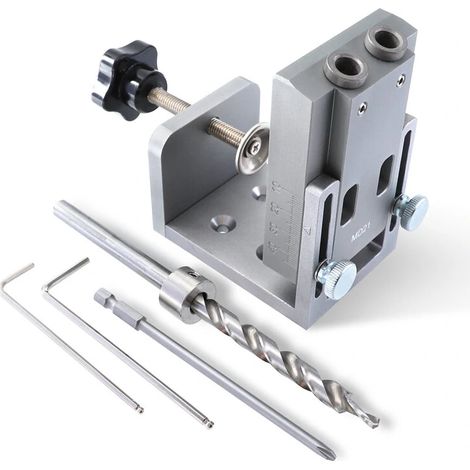 Kit de gabarit de trou de poche en alliage d'aluminium avec gabarit de chevillage en bois de foret étagé de 9 mm (1/5)