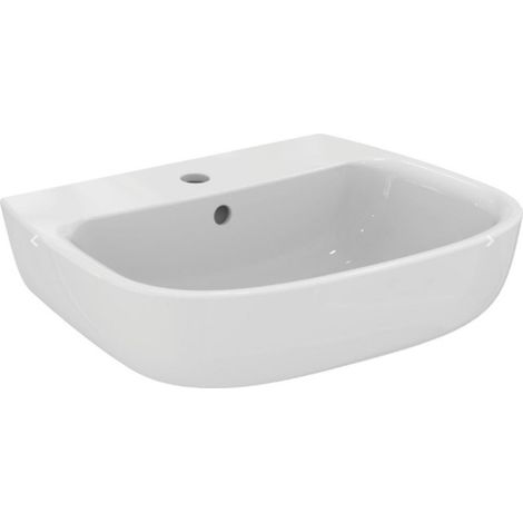 Porcher – Lavabo monotrou en porcelaine vitrifiée – Dimensions 600 x 190 x 460 mm – Avec trop-plein – Ovale – Fixation murale (1/4)