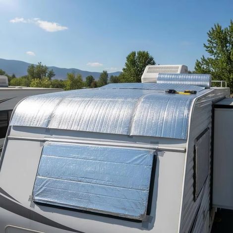 Barrière thermique radiante 48 po x 50 pi pour fenêtre de grenier ou de camping-car, rouleau de protection thermique en mousse EPE avec feuille d'aluminium double face de 5,5 mm (1/5)