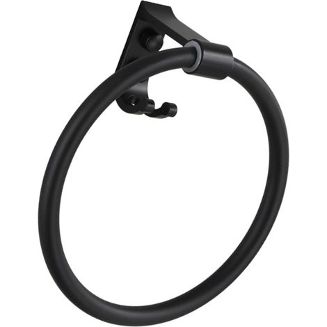 CCYKXA 1 Stück Handtuchringhaken, Wandhandtuchhaken, Handtuchring, Wandmontage, Handtuchring, schwarzer Korb mit Griff, Kleiderständer, Wandmontage, Aluminium