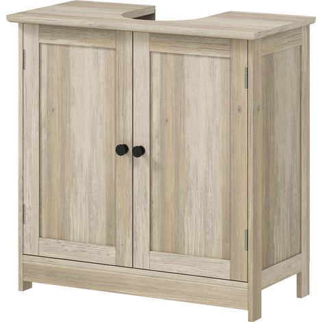 Meuble sous lavabo gris 60x30x60 cm 2 portes étagère réglable anti-humidité