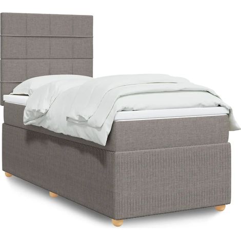 Sommier à lattes de lit avec matelas Taupe 90x200 cm Tissu (1/5)