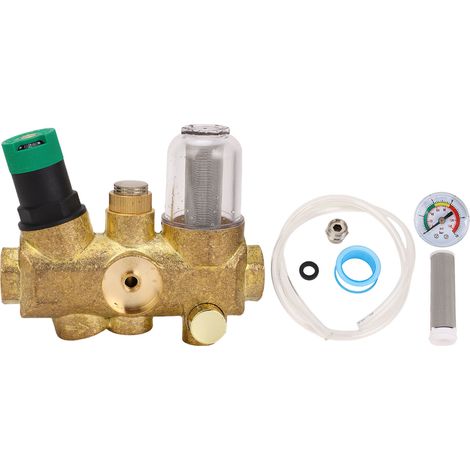 Soupape de réduction de pression de pipeline en laiton, sécurité intégrée avec filtre en acier inoxydable, 1/2 pouces (DN15)