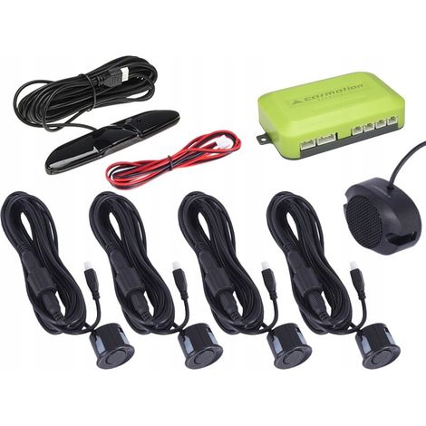 Sensores de aparcamiento con zumbador y pantalla LED, negros, con conector.