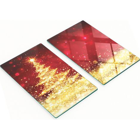 Tableros de vidrio decorativos multifuncionales con estampado de 谩rbol de Navidad, 2x30x52 cm.