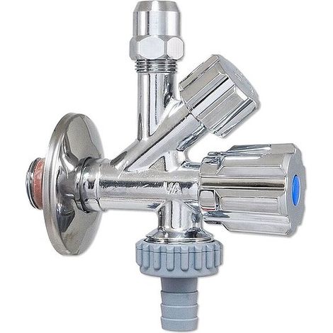 ALBERTONI Kombi-Eckventil 1/2'' x 3/8'' x 3/4'' - selbstd. - verchromt - mit Rückflussver., Schieberosette (Ø 56 mm) (1/3)