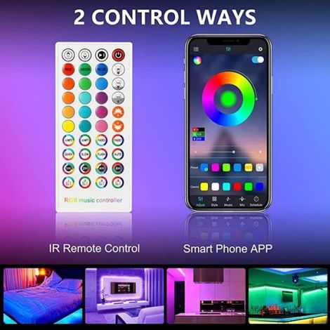 Ruban LED(6M2)Bande LED RGB Multicolore App Contrôle,Led Ruban avec Télécommande à 40 Touches,Synchroniser avec Rythme de 12M (1/4)