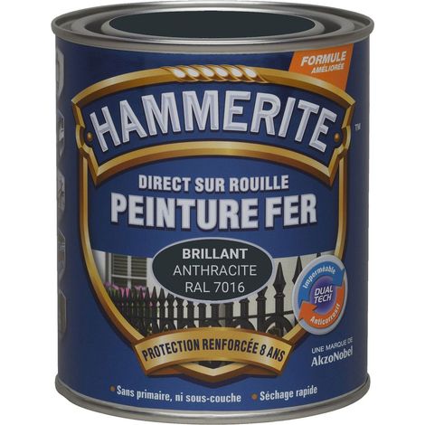 Peinture Direct Sur Rouille Laqué - Anthracite RAL 7016 - 2,5 L - Hammerite