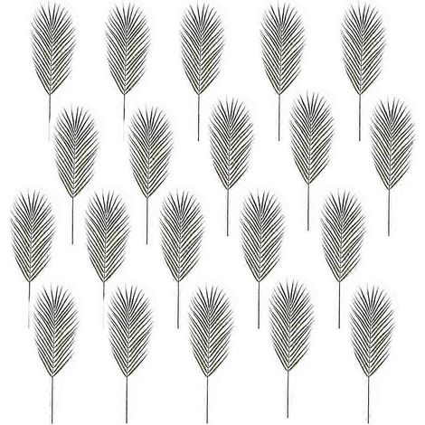 20 feuilles artificielles de palmier à branche unique, à tige lâche et à motif tournesol, pour la maison, un mariage ou un salon. (1/5)