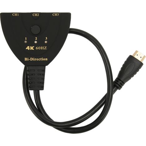 Sélecteur HDMI 4K 60Hz 3 entrées 1 sortie Bidirectionnel Répartiteur pour TV Moniteur Projecteur Ordinateur (1/5)