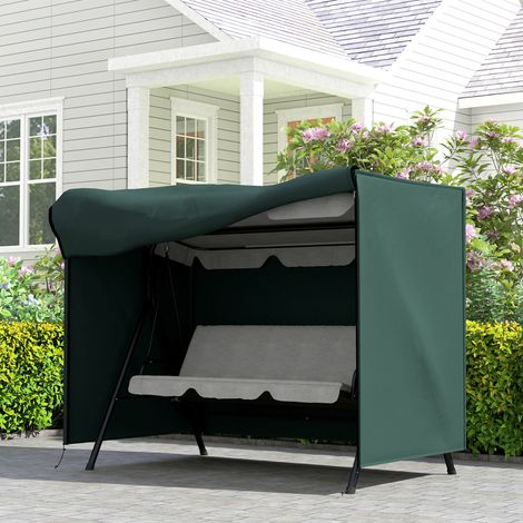 Funda para Balancín de Jardín con Cremallera Cubierta para Muebles de Exterior 205x124x164 cm Verde Oscuro