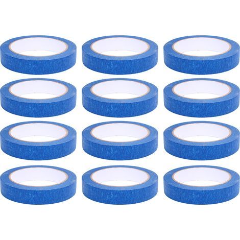 12 Rolls of Blue Paint Masking Tape 20mm x 30m - Automotive Adhesive, for Car/Motorcycle/Home/DIY (1/5)