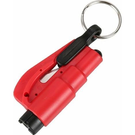Porté-clé sécurité, Brise-vitre, Coupe-Ceinture, Facile et Rapide à Utiliser pour Voitures (rouge) (1/5)
