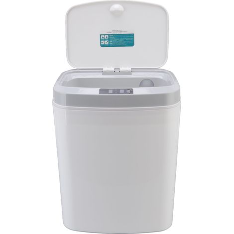 Poubelle intelligente 16L à induction infrarouge, commande manuelle silencieuse, avec veilleuse, blanche (1/5)