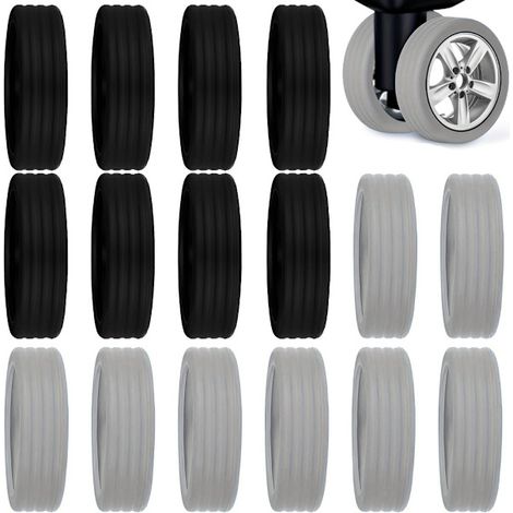 ING Lot de 16 housses de roues en silicone pour bagages - Housses de protection imperméables pour roues de bagages (1/5)