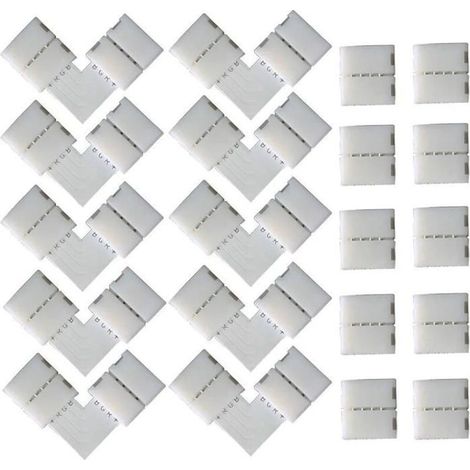 10 PCS Raccords en L 4 Pin, Connecteurs pour Bandes LED SMD 5050 RGB de 10mm (1/4)
