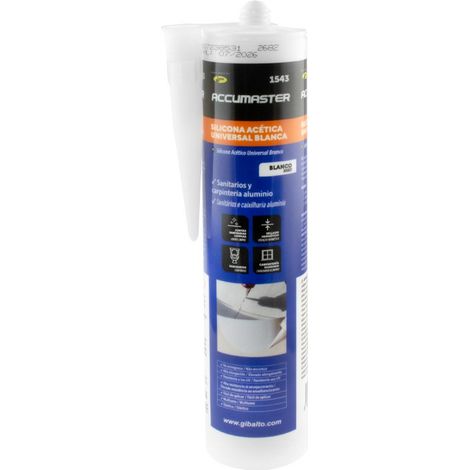 Cartucho Silicona Acética Universal 360 Blanca - Curado Rápido, Antimoho, Elástica - ACCUMASTER