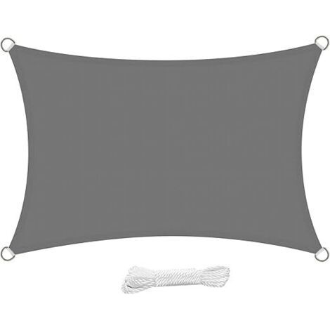 Rechteckiges Sonnensegel 3x4 Meter Wasserdichtes Sonnensegel Wasserabweisend UV-beständig 4x3 m für Garten Terrasse Patio, Grau (1/5)