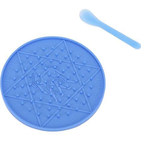 Bac à lécher en silicone pour chien, sûr, doux et facile à nettoyer. Bleu Gémeaux. (1/5)