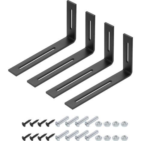 4pcs Équerre Réglable en Forme de L avec Vis 110x200x30mm Noir (1/5)