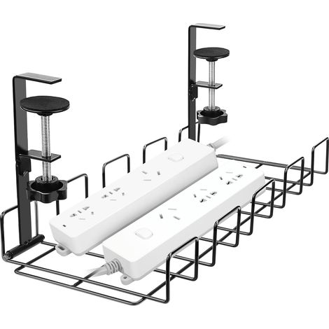 BRAVIX Plateau de Gestion des Câbles sous Le Bureau, sans perçage, Plateau de Câbles avec Pince, Chemin de Câbles étagère de câbles sous Le Bureau pour la Gestion des Fils, pour Bureau, Maison