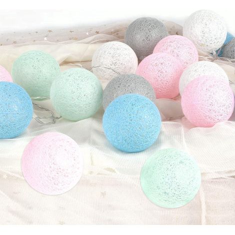 Guirlande lumineuse Macaron 20er 3M à LED multicolores, en coton, pour décoration de Noël, décoration intérieure, chambre d'enfant, ambiance mariage, etc. (1/5)