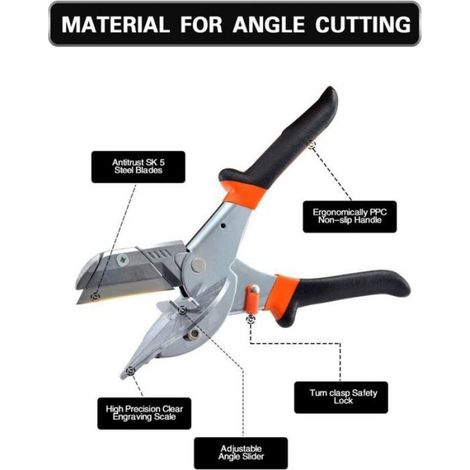 Cisaille à onglet angle 45-135°, ciseaux multifonctions pour PVC, liège, branches, fils, 10 lames rechange (1/4)