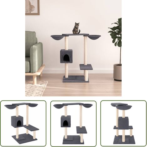 Arbre à chat,Tour à chat tout-en-un avec griffoirs gris foncé 82 cm -BN8474 (1/5)