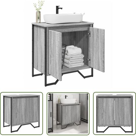vidaXL Armoire lavabo de salle de bain sonoma gris 60x35x60 cm (1/5)