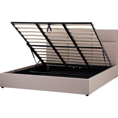 Ottoman Bed Fabric LAGORD 180 x 200 cm (EU Super King) Taupe