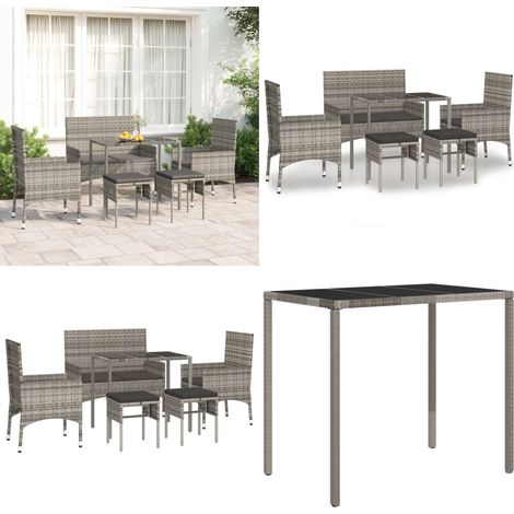 6-tlg. Garten-Lounge-Set mit Kissen Grau Poly Rattan - Garten Lounge Set - Garten Lounge Sets - Home & Living (1/5)