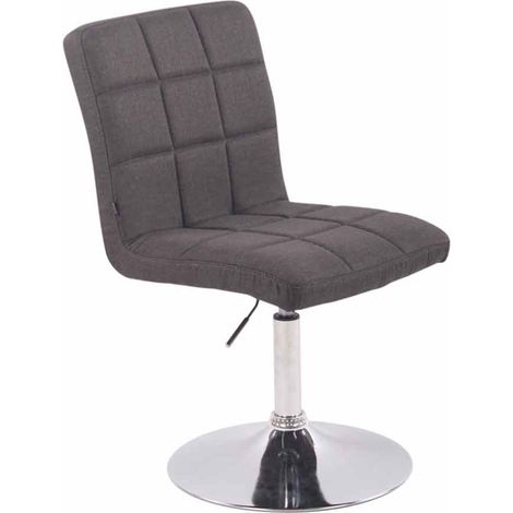 Silla de comedor x1 giratoria regulable en altura costuras cuadradas tela gris oscuro y base de metal cromado 100008377 (1/5)