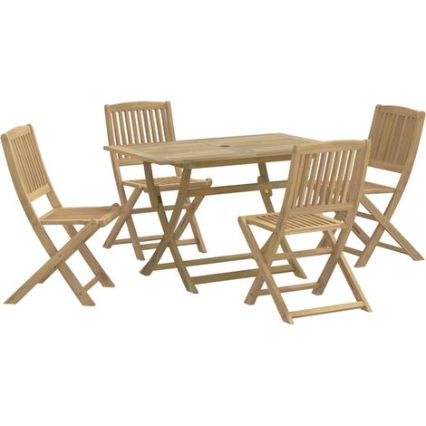 Juego de comedor de jardín 5 piezas madera maciza de acacia vidaXL