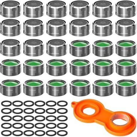 Kit de 30 pièces pour aérateur de robinet M24, insert de crépine, aérateur pour robinets avec filtre ABS, incluant une clé pour buse de mélange et crépine. (1/5)