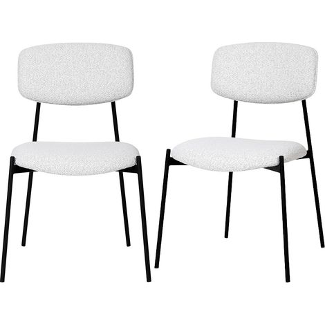 Lot de 2 chaises en tissu bouclette et métal - Beige chiné - Nelly (1/5)