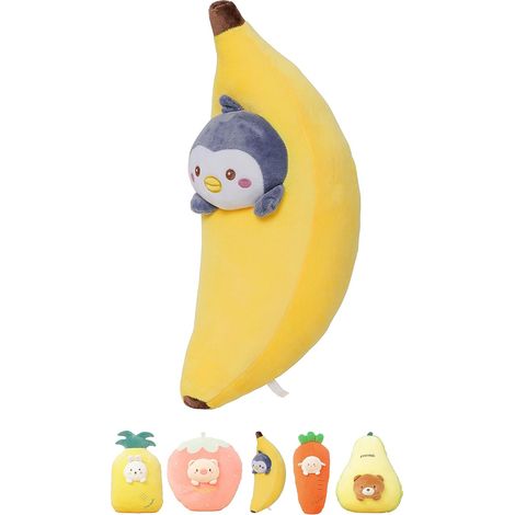 Coussin en peluche pingouin banane doux de 62 cm (jaune) (1/3)