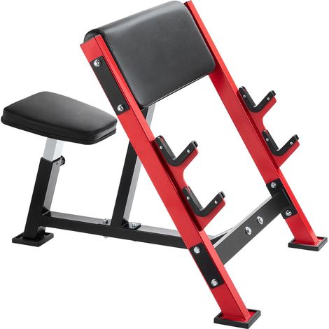 Banc de Curl Prédicateur, Banc Musculation Charge Max 300 kg, Équipement Fitness Maison, Poste Biceps Isolé Assis Barre Haltères, Banc Poids Réglable avec Supports Barre (1/5)