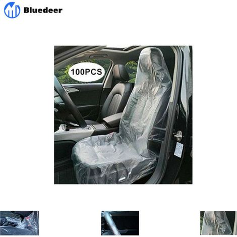 Housses de siège jetables 100 pièces, housse de siège en plastique transparent (1/3)