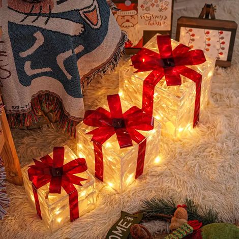 Coffret de Noël 3 pièces : guirlandes lumineuses LED, décorations de fête, décorations d'intérieur, guirlandes de Noël, coffret cadeau de Noël en PVC (1/3)