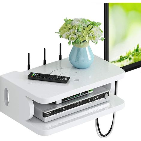 Mensole da parete sospese per decoder TV, console da parete TV sospesa, supporto TV sospeso per decoder via cavo/router WiFi/telecomando/lettore DVD/console di gioco