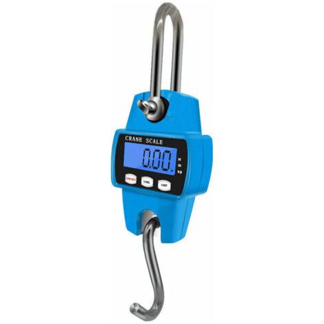 Bilancia a sospensione, bilancia con gru, mini bilancia elettronica digitale LCD da appendere, capacità 300 kg con gancio (blu) (1/5)