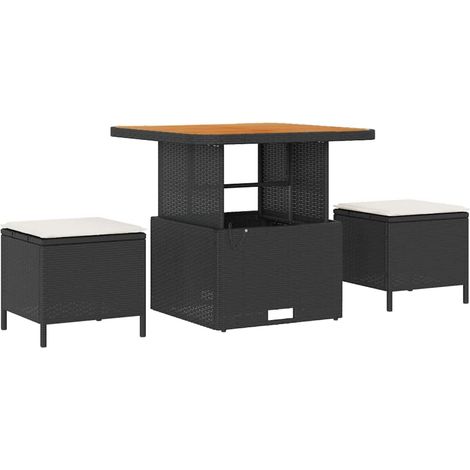 Maison Exclusive - Garten Essgruppe Schwarz Poly-Rattan